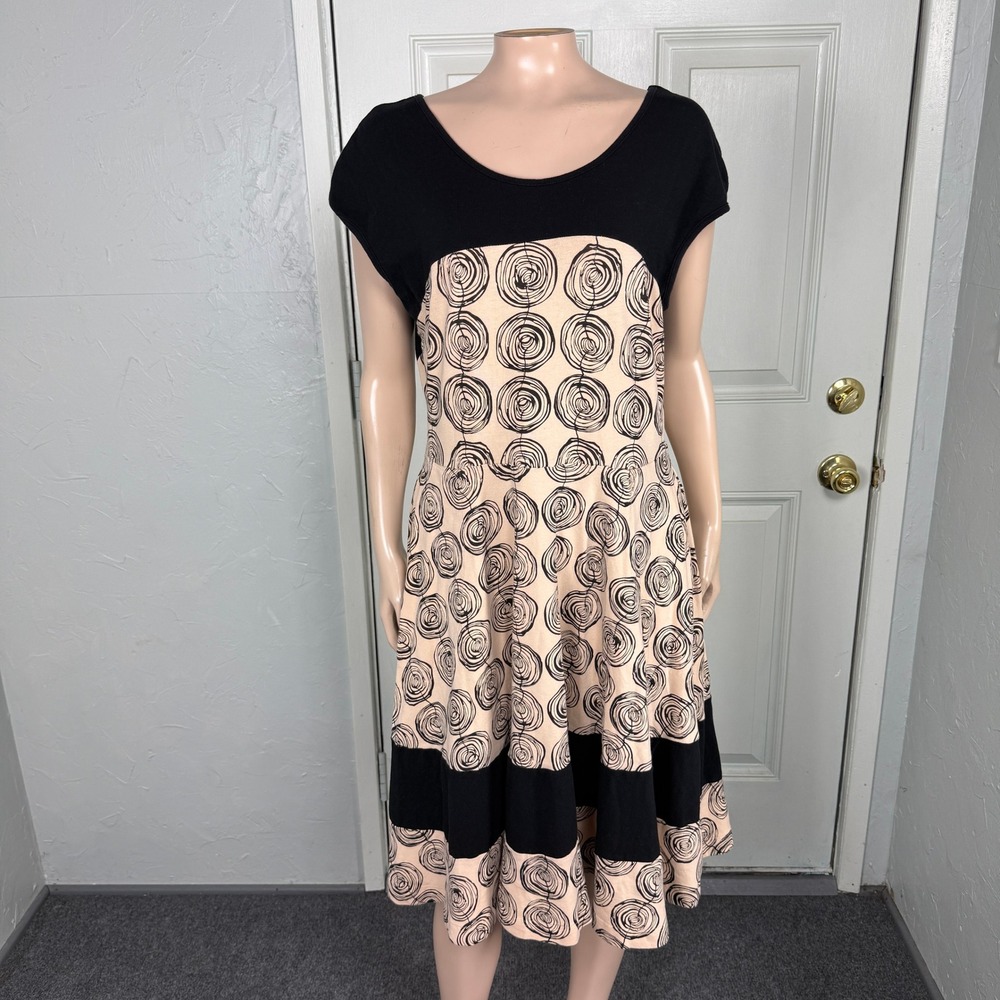 Effie's Heart Black and Cream Swirl Fit-and-Flare Mini Dress